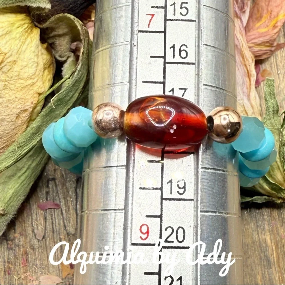 Beaded turquoise gem ring